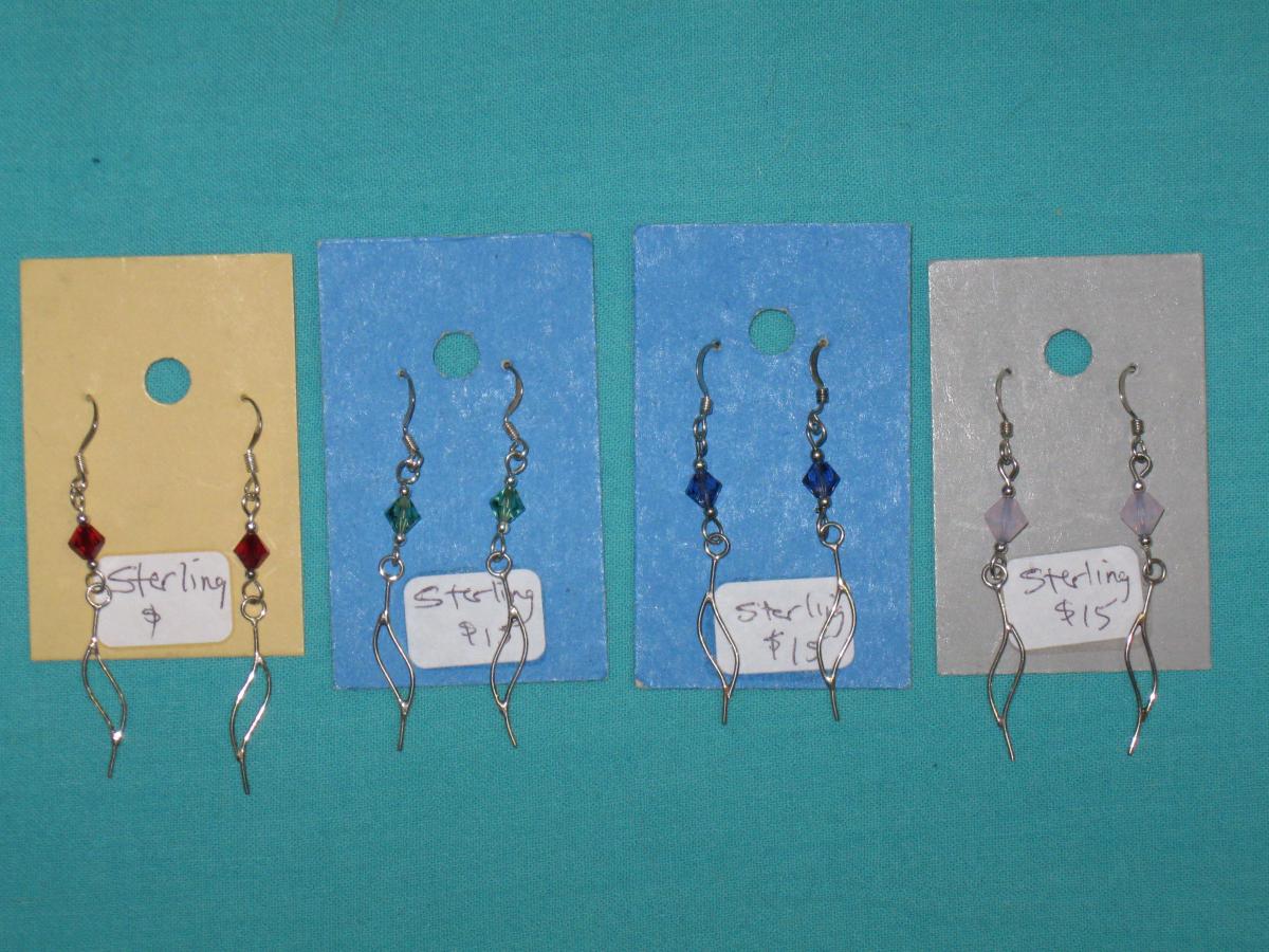 sterling silver wave charm earrings picture