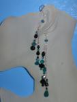 bead ear wrap 17 Blue Teal/Black