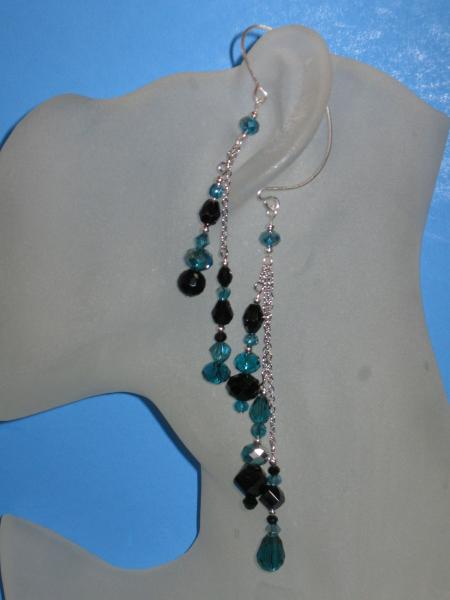 bead ear wrap 17 Blue Teal/Black