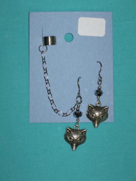 charm cuff and earrings 12-flying pig, fox face, octopus picture