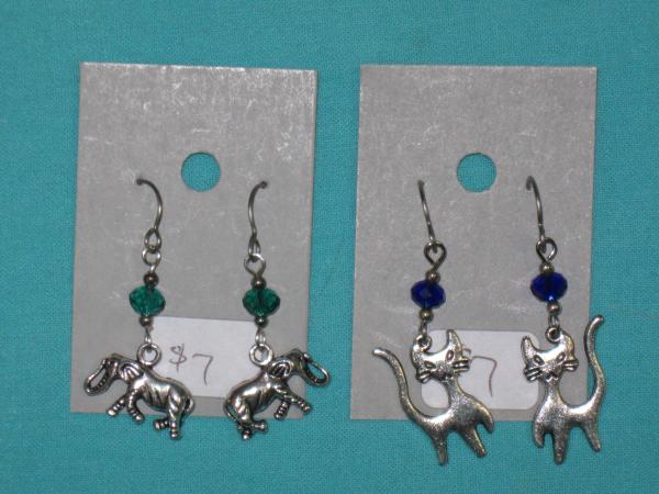 charm earring 1-elephant, cute cat, koala, bunny picture