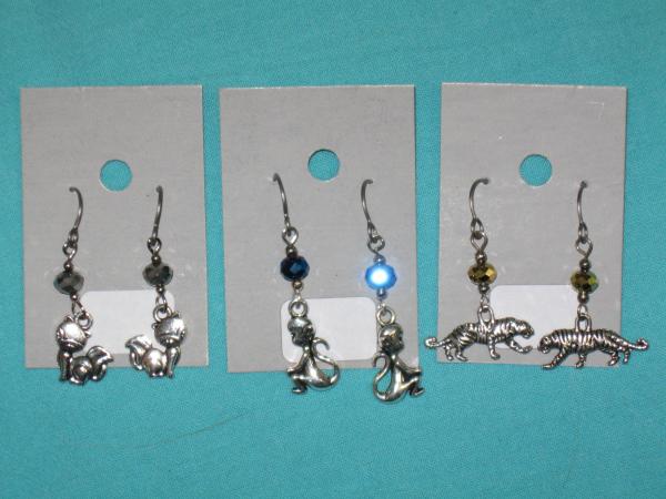 charm earring 7,8-dragon, knife, cute fox, monkey, tiger, moon wolf, snake picture