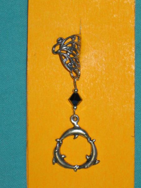 sterling silver ear cuff  5 triple dolphin