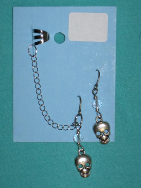 charm cuff and earrings 11-skull, circle, curled dragon picture