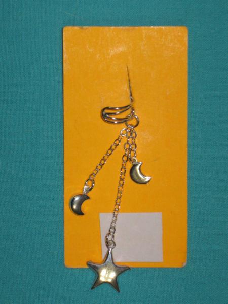sterling silver ear cuff  9-large star and 2 moon
