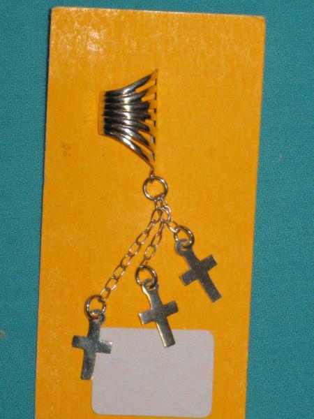 sterling silver ear cuff  15-3 crosses picture
