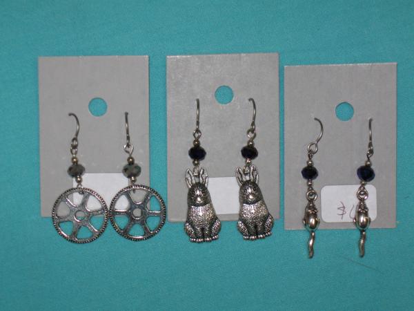 charm earring 9-gear, sitting bunny, mouse, bunny head, sitting cat