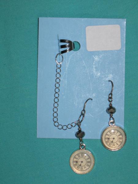 charm cuff and earrings 10-clock, lightning, long tail dragon picture