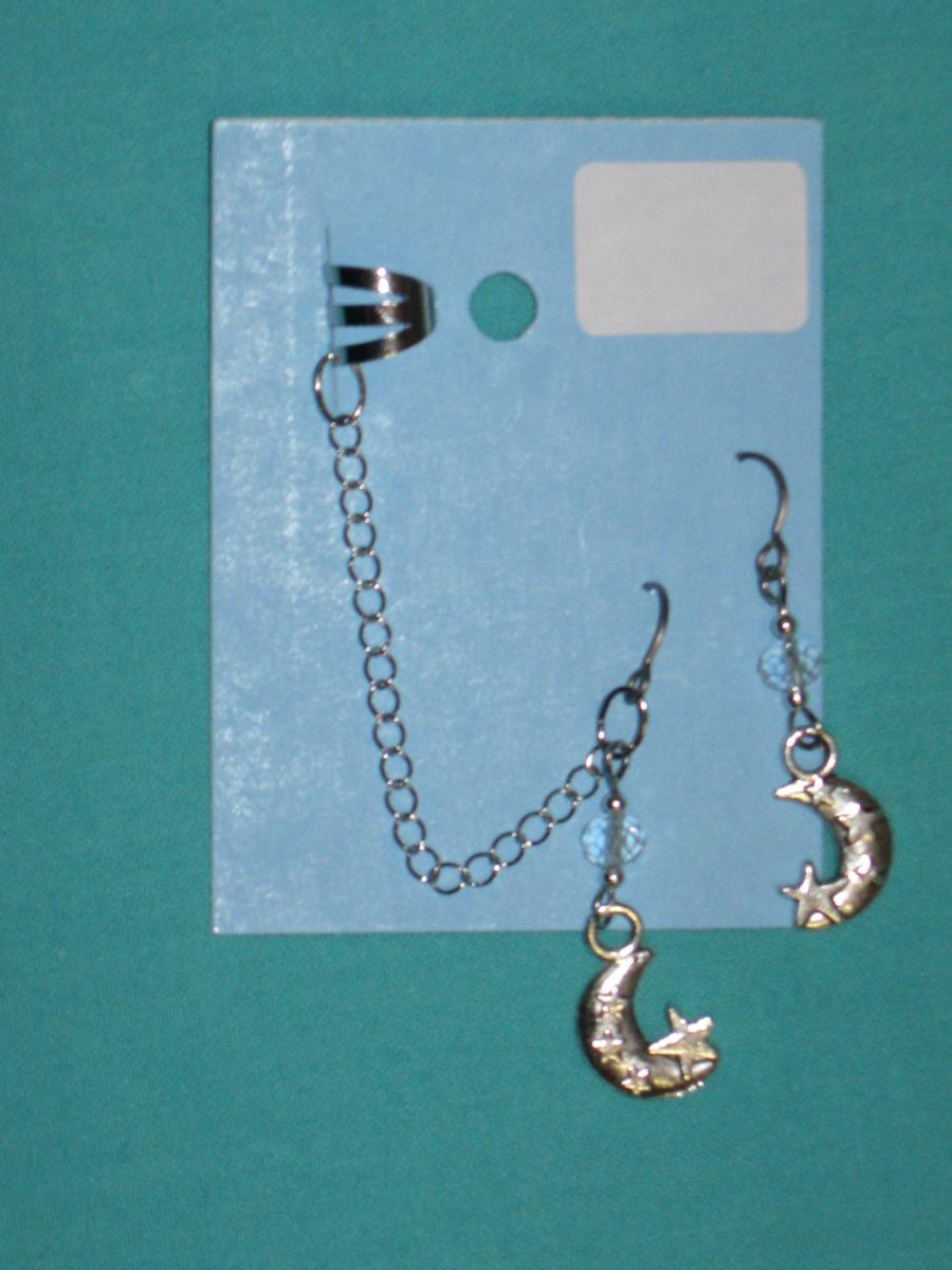 charm cuff and earrings 15-pentacle, moon star, dagger picture