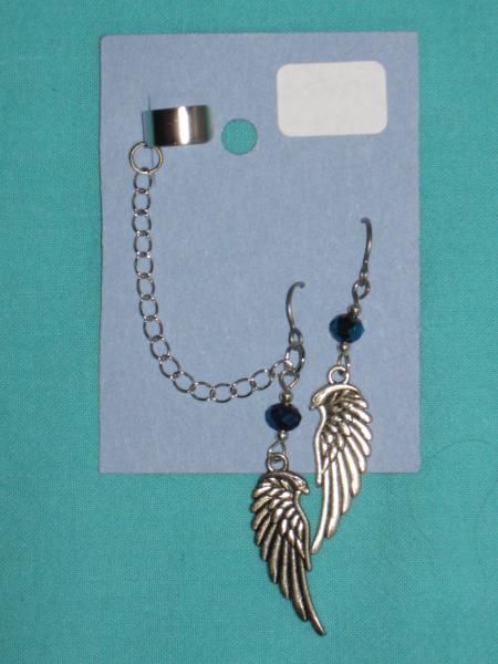 charm cuff and earrings 13-wing, winged dragon, fancy pentacle