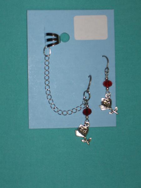 charm cuff and earrings 7-rose wing, small rose, tree picture