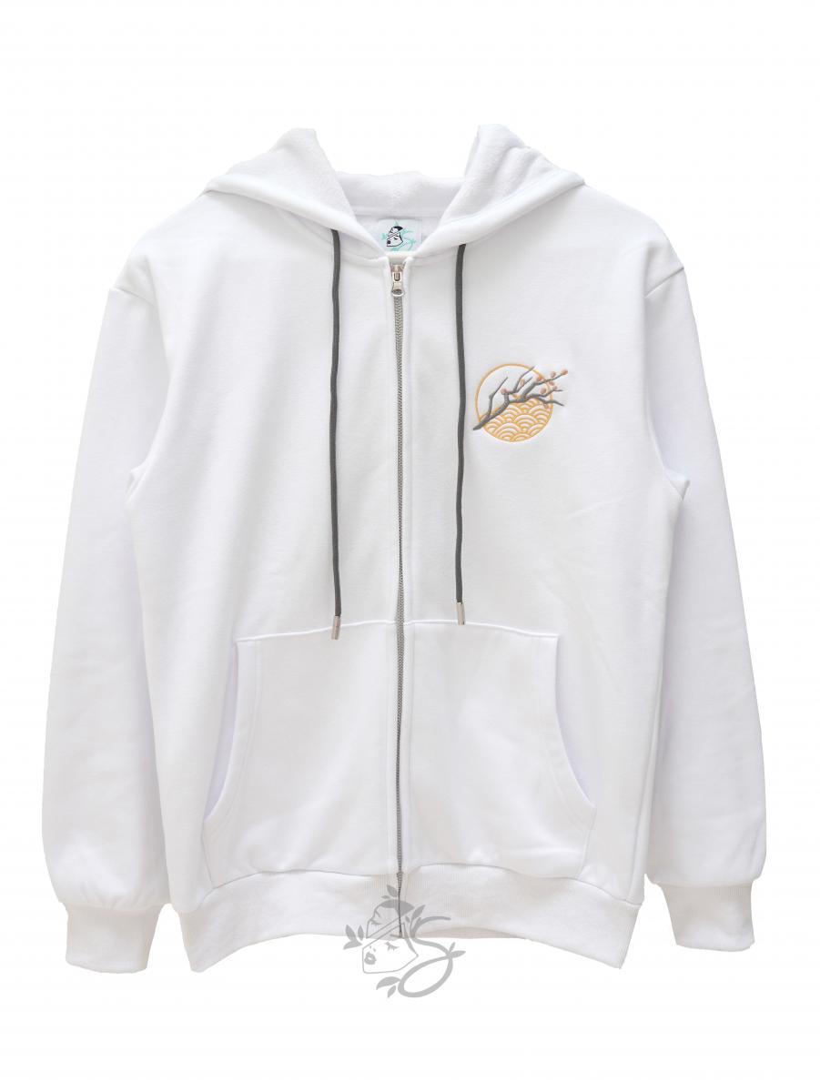 Year of Dragon 100% Cotton White Embroidered Hoodie picture