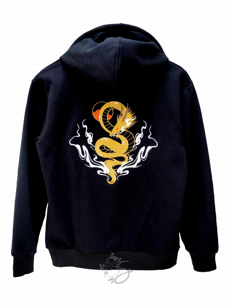 Year of Dragon 100% Cotton Black Embroidered Hoodie picture