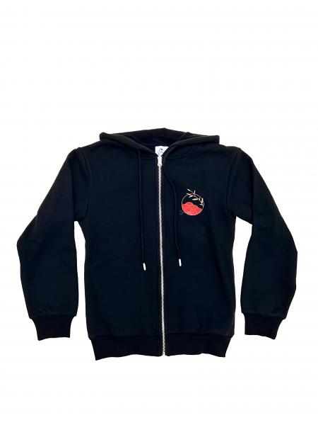 Year of the Rabbit Black Embroidered Hoodie