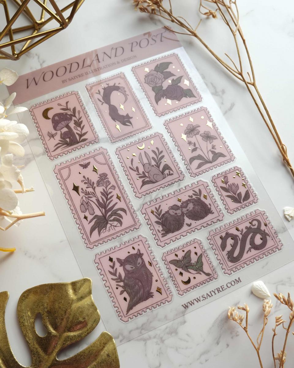 Woodland Post Sticker Sheet with Gold Foil picture