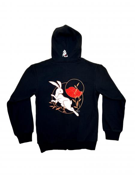 Year of the Rabbit Black Embroidered Hoodie picture