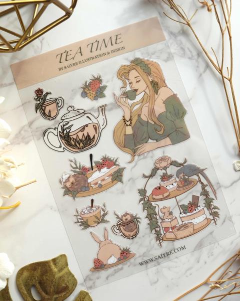 Tea Time Sticker Sheet with Gold Foil picture