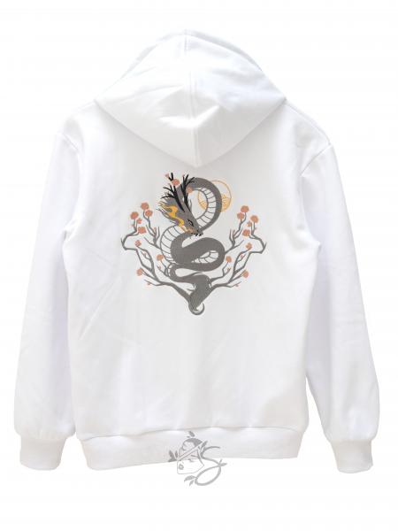 Year of Dragon 100% Cotton White Embroidered Hoodie picture