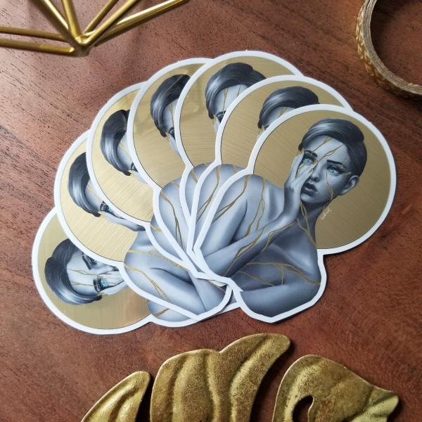 Kintsugi Lady Gold Metallic Sticker