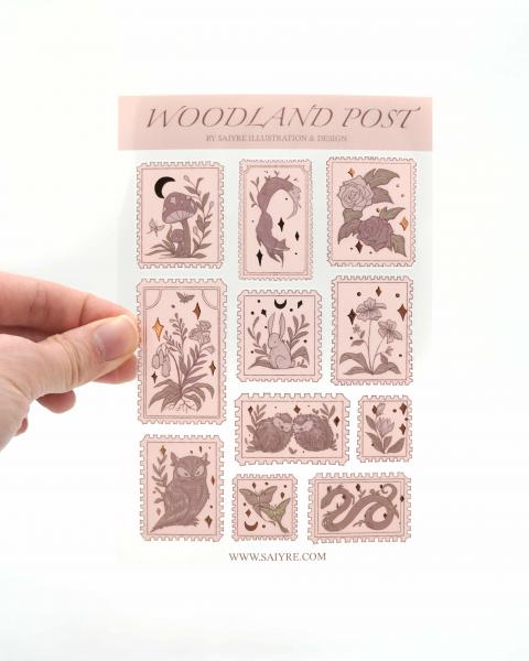 Woodland Post Sticker Sheet with Gold Foil