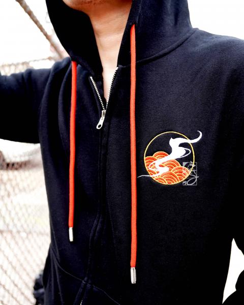 Year of Dragon 100% Cotton Black Embroidered Hoodie picture