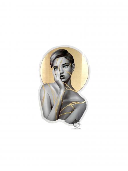 Kintsugi Lady Gold Metallic Sticker picture