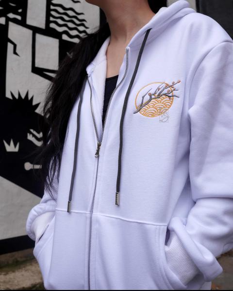 Year of Dragon 100% Cotton White Embroidered Hoodie picture