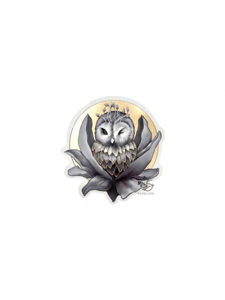 Flower Owl Gold Metallic Sticker picture