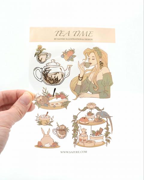 Tea Time Sticker Sheet with Gold Foil picture