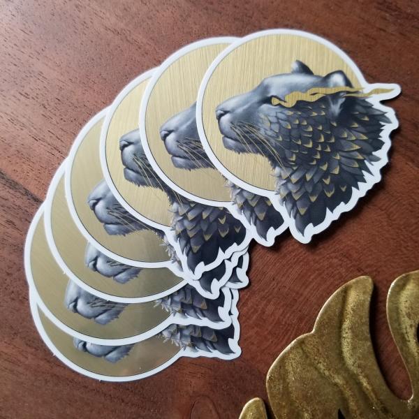 Plant Panther Gold Metallic Sticker