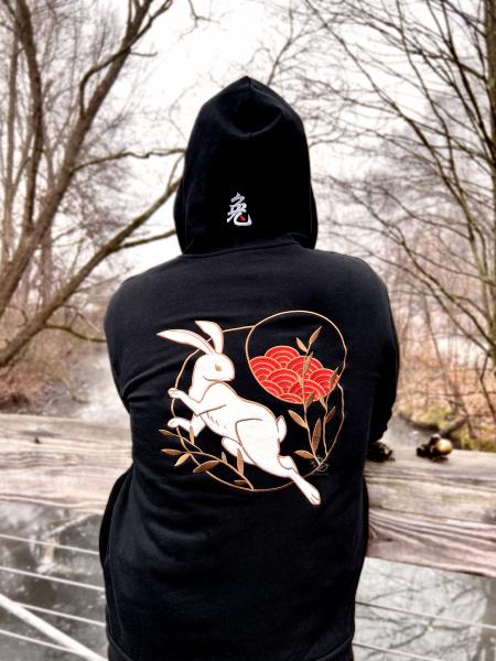 Year of the Rabbit Black Embroidered Hoodie picture