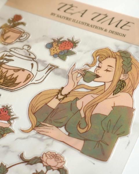 Tea Time Sticker Sheet with Gold Foil picture