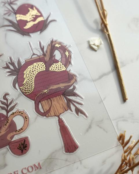 Dragon New Year Sticker Sheet with Gold Foil picture