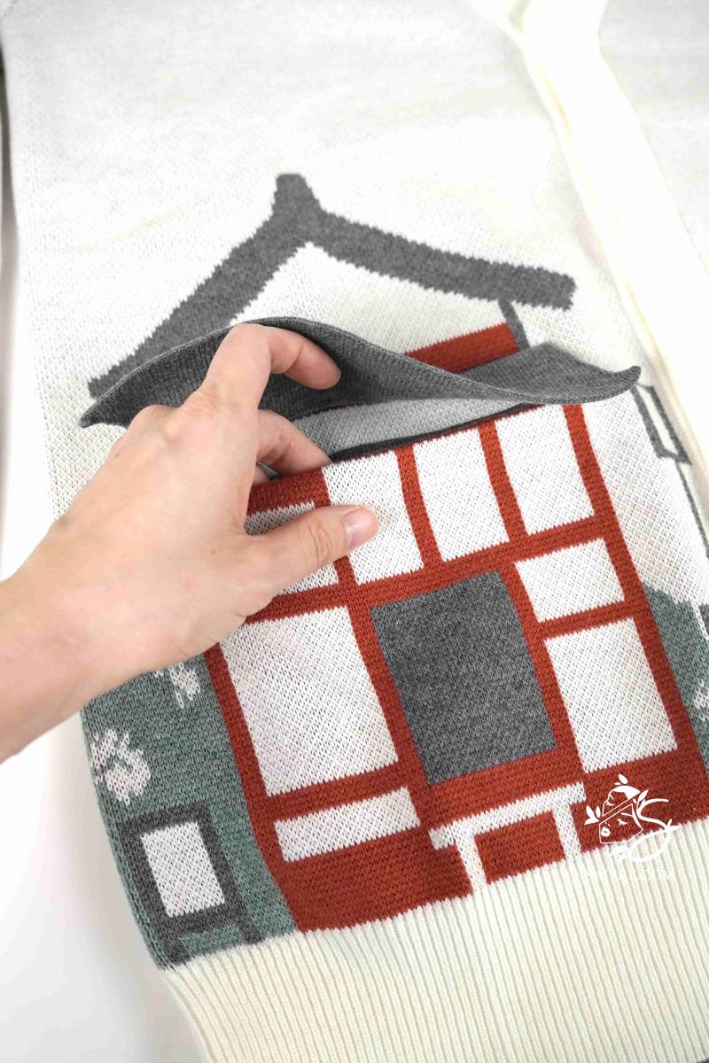 Konbini Corner Wool Blend White Embroidered Cardigan picture