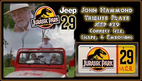 JURASSIC PARK Jeep #29 - Full Size Metal Stamped License Plate picture