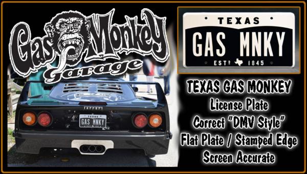 GAS MONKEY GARAGE - "GAS MNKY" - Prop Replica Metal Stamped License Plate picture