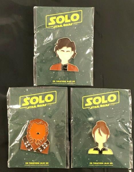 SOLO: A Star Wars Story - Movie Promo Pin Set of 3 (Han - Chewbacca - Qi'ra) picture