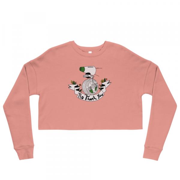 "No Thank You" Cropped Pullover Sweatshirt (Pink) picture