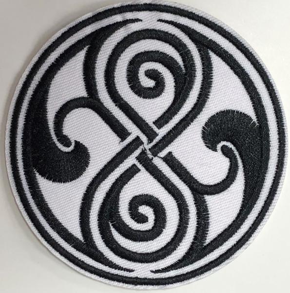 Doctor Who - Seal of Rassilon (Gallifrey Logo in Black & White) - Iron-On Patch picture