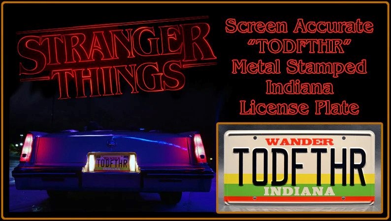 STRANGER THINGS - "TODFTHR" - Prop Replica Metal Stamped License Plate picture