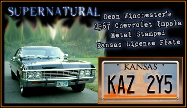 Supernatural "KAZ 2Y5" - Full Size Metal Stamped License Plate