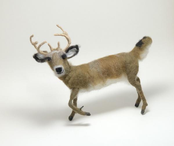 Needle Felted White Tail Deer Buck, OOAK, Original Design picture