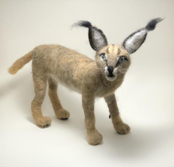 Needle Felted Caracal Cat, OOAK, Original Design picture