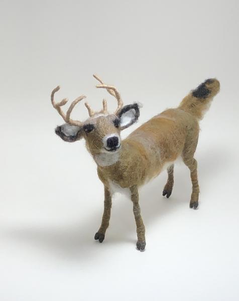 Needle Felted White Tail Deer Buck, OOAK, Original Design picture