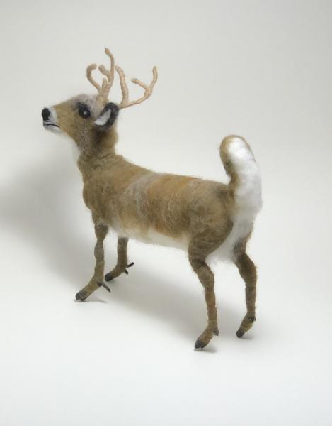 Needle Felted White Tail Deer Buck, OOAK, Original Design picture