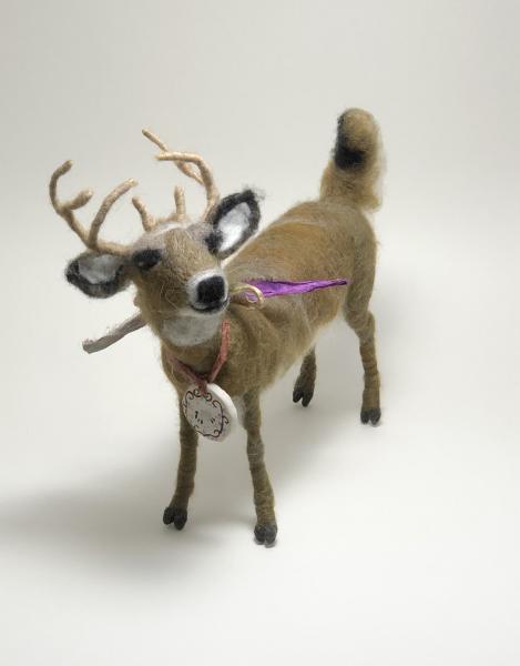 Needle Felted White Tail Deer Buck, OOAK, Original Design picture