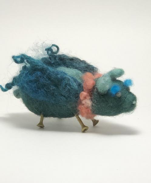 Needle Felted Flying Pig, Screwy Critters, Whimsical picture