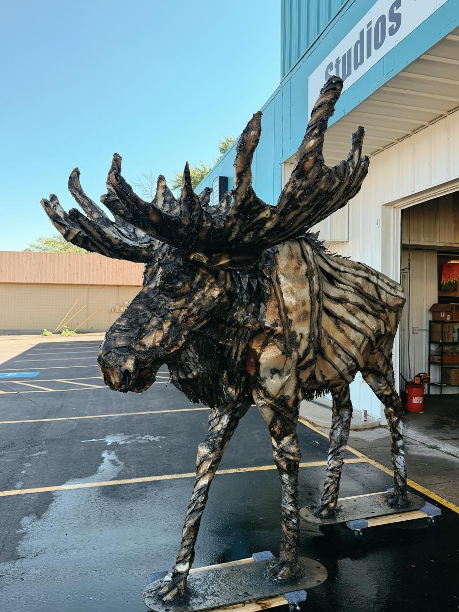 One-of-a-Kind Metal Moose Sculpture picture