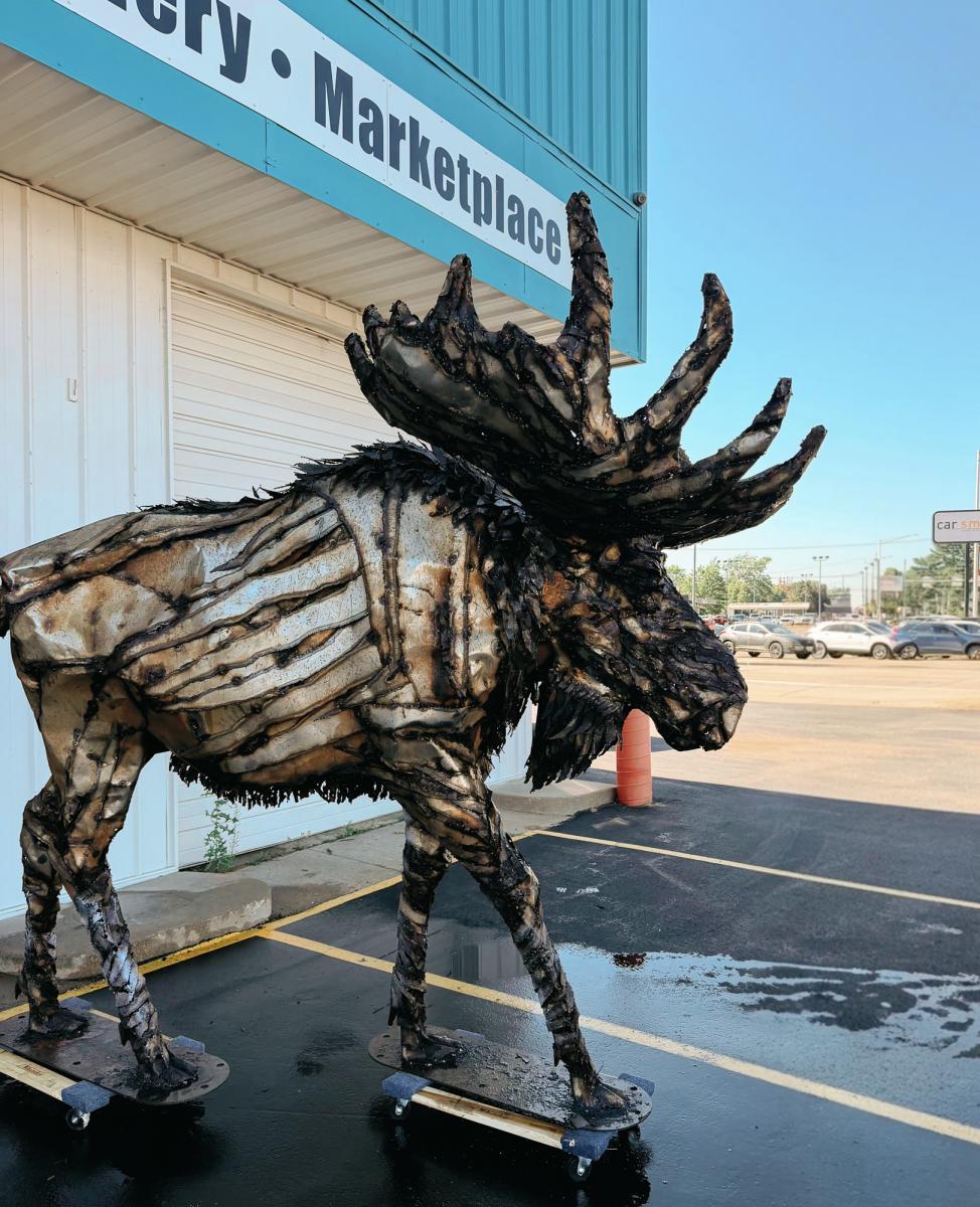 One-of-a-Kind Metal Moose Sculpture picture