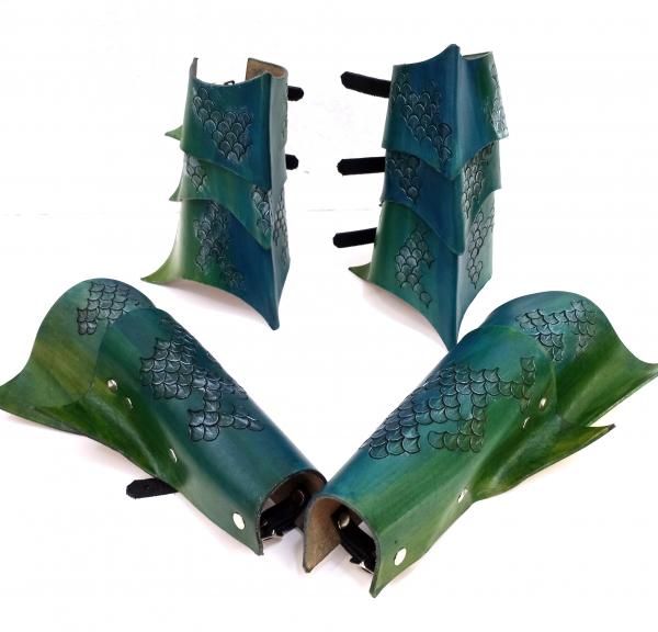 Sea Warrior Armor - Leather Bracers, Greaves, or Matching Set picture